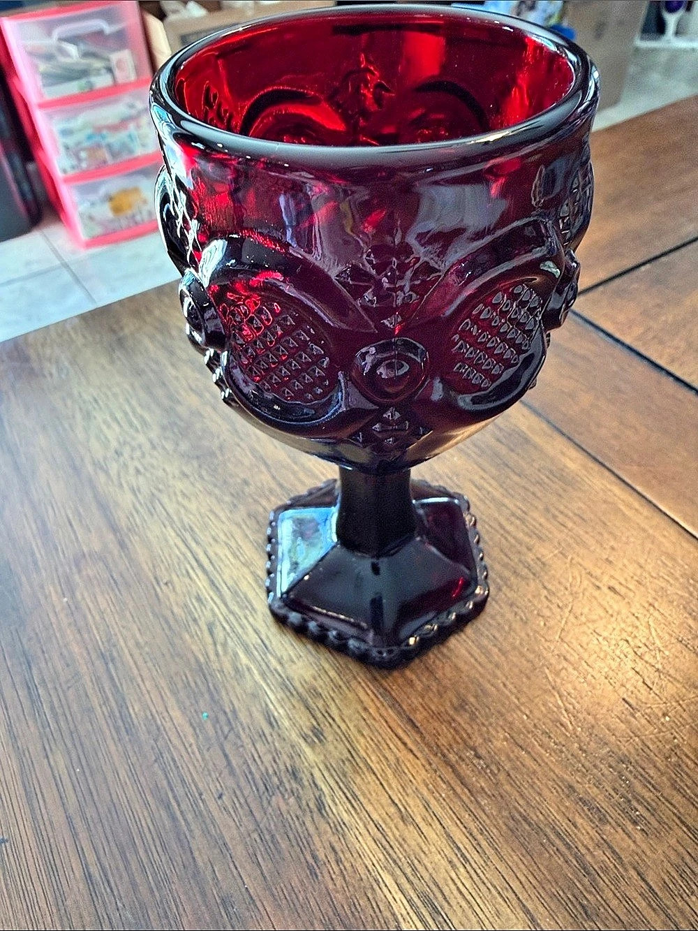 Avon Cape Cod Ruby Red Glass Goblet Decor